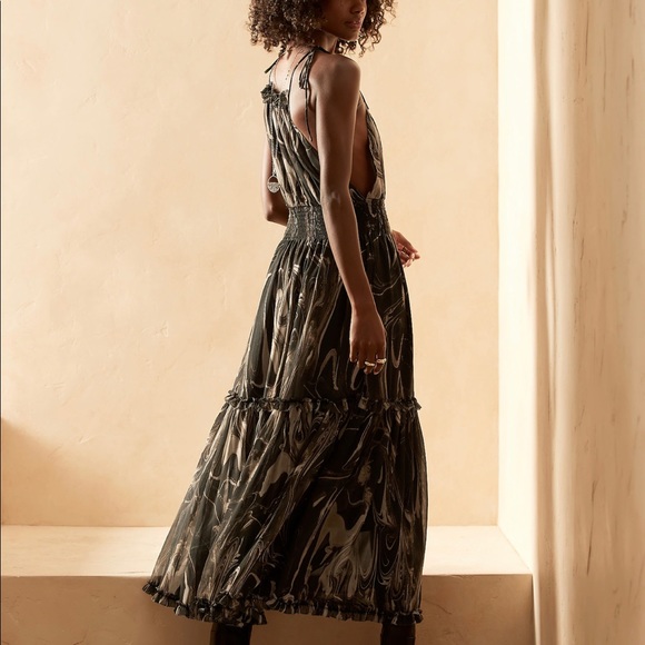 Beautiful Marbled Halter Maxi Dress size Med - Picture 3 of 8